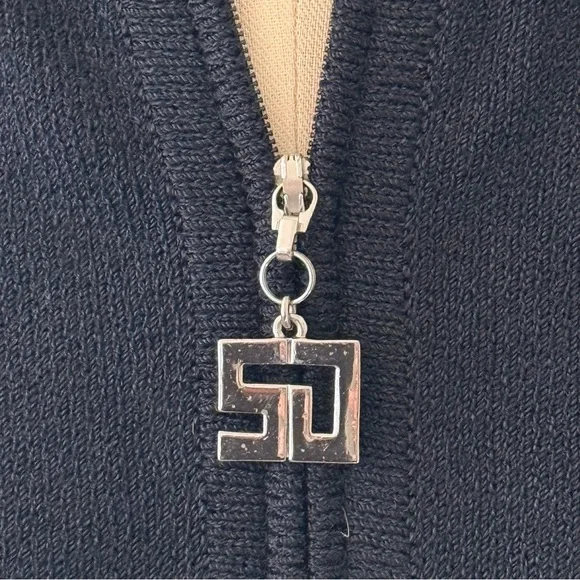 St.John Sport Black Knit Full Zip Jacket - Picture 3 of 11